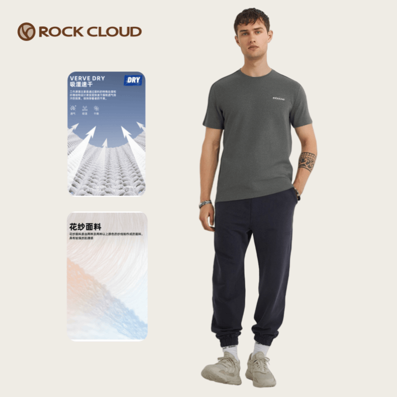 Rock Cloud 巖云 戶外速干衣短袖夏季男登山運動休閑款透氣速干T恤