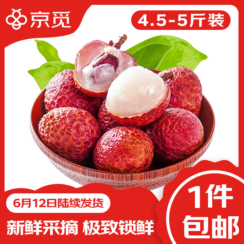 京覓 黑葉荔枝4.5-5斤裝單果16g+ 源頭直發 黑葉荔枝4.5-5斤裝