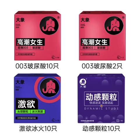大象 玻尿酸螺紋安全套32只 （女生12只+冰火10只+顆粒10）
