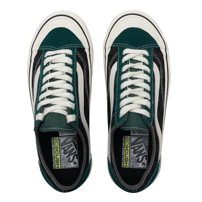 VANS Style 136男女款低幫板鞋透氣舒適休閑鞋耐磨輕便運(yùn)動(dòng)鞋 綠色/黑色 35