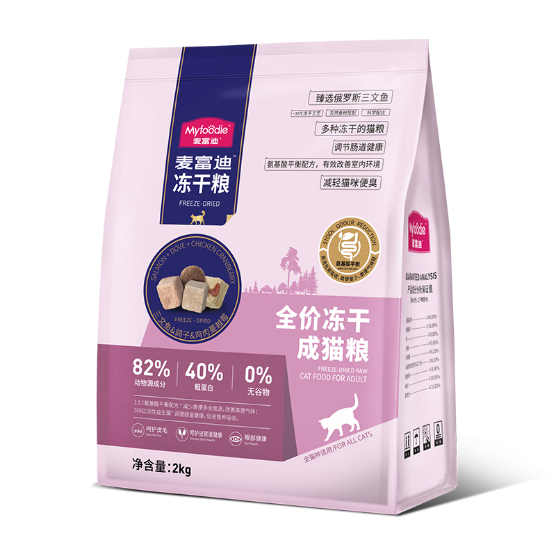 麥富迪貓糧 凍干貓糧成貓幼貓三拼無(wú)谷主食三文魚(yú)鴿子雞肉貓咪食品 100g試吃裝 幼貓糧三文魚(yú)鴿子