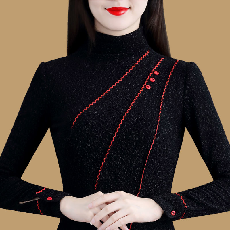百億補貼：Forqueens 范奎恩 2024春秋加絨不加絨打底衫女秋冬新款長袖修身顯瘦保暖內搭上衣潮