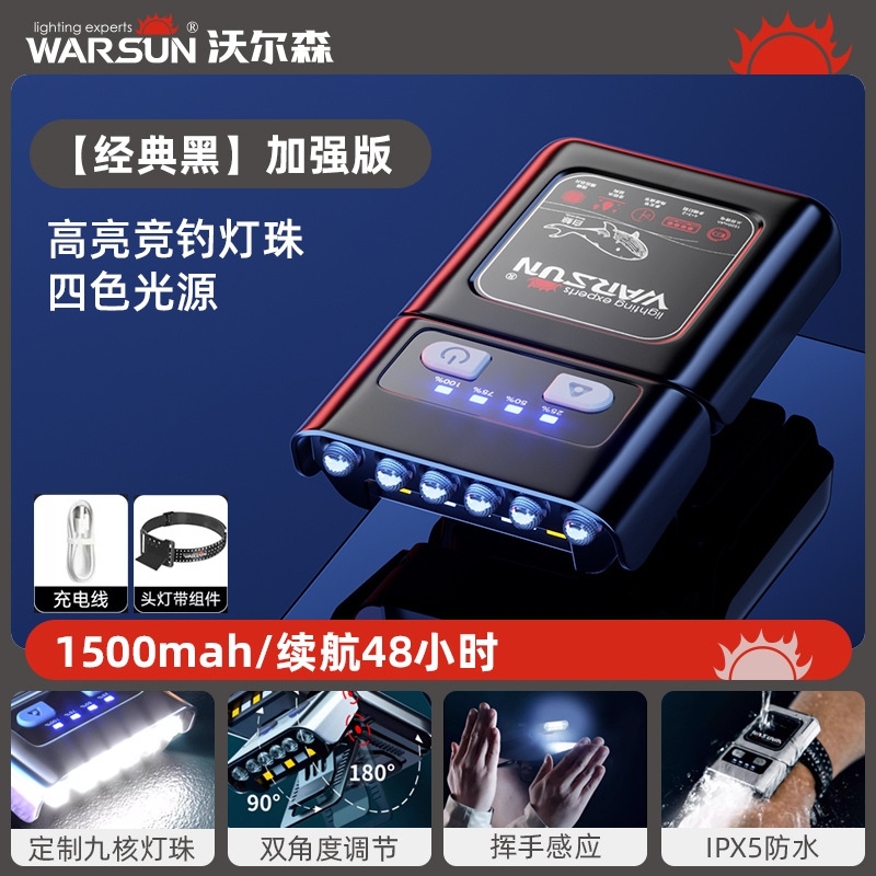 WARSUN 加強版 白鯨感應頭燈 1500mah 48小時續航