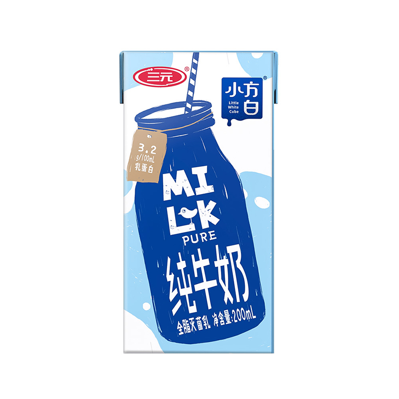 88VIP會(huì)員：SANYUAN 三元 小方白純牛奶200ml*24盒