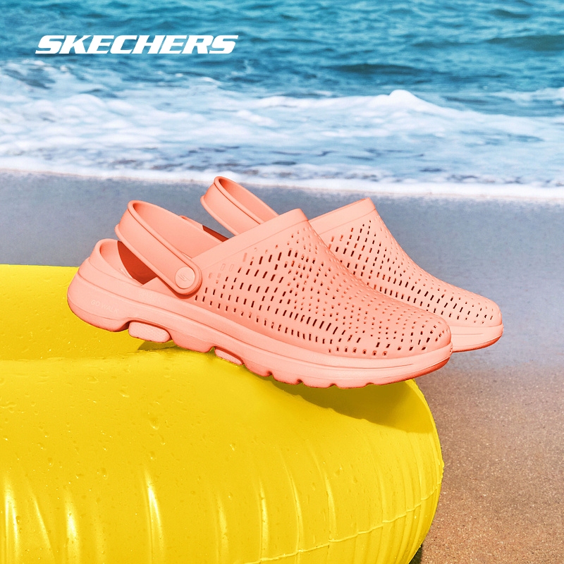 88VIP會員：SKECHERS 斯凱奇 2024夏季女士涼鞋緩震舒適純色透氣平底洞洞鞋
