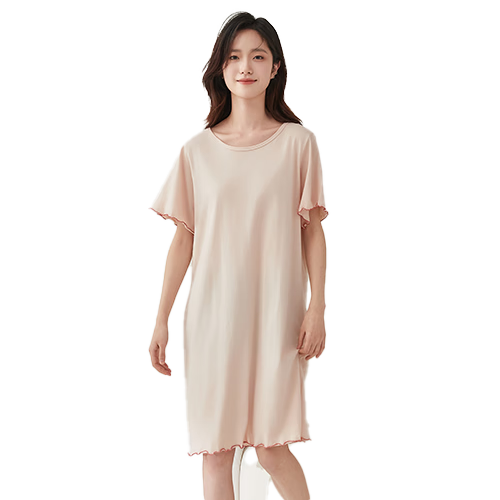 頂瓜瓜睡裙女純棉春夏舒適短袖可外穿睡衣家居服女23337 欲晚桔 170