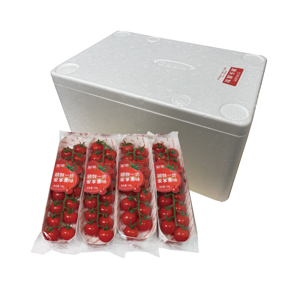 京東PLUS：京百味 ＆知翠 精品串收櫻桃番茄 198g*4盒