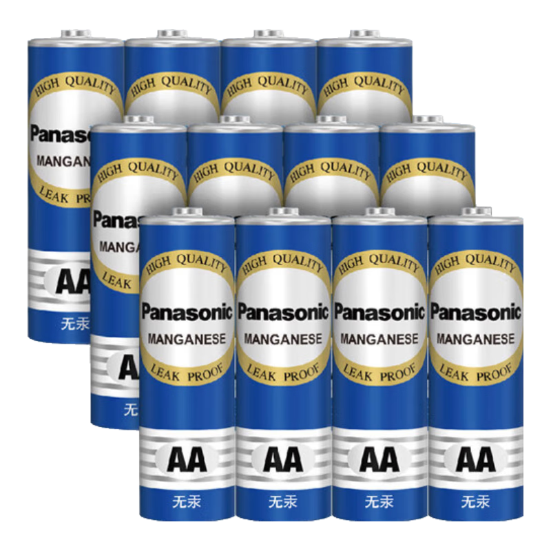 12號0點 松下（Panasonic） 5號7號電池五號七號碳性干電池1.5V低耗玩具收音機遙控器掛鬧鐘電池青色 5號12節
