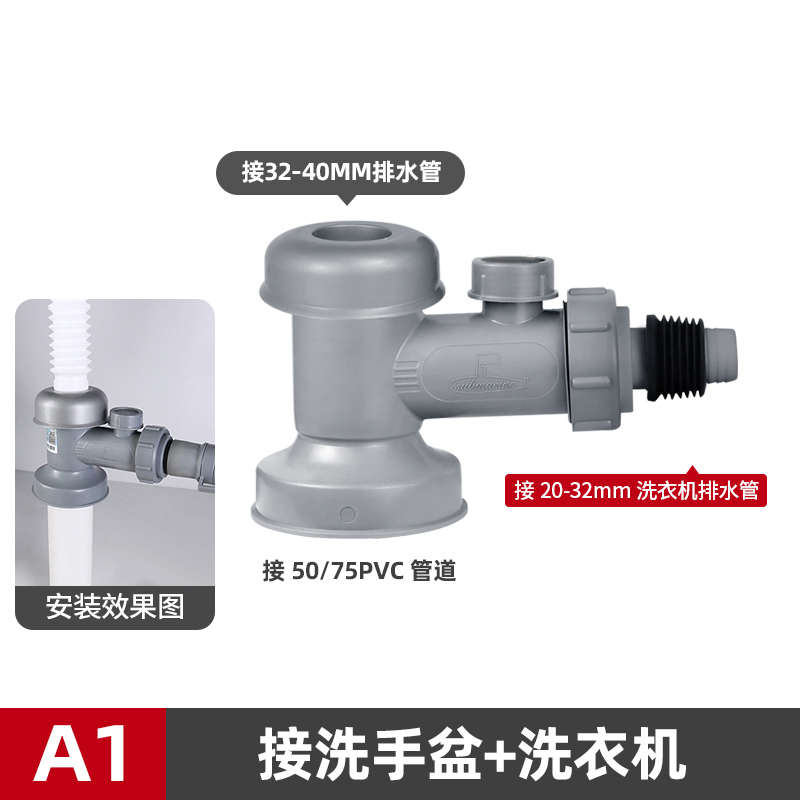 submarine 潛水艇 洗衣機下水管三通分水器洗手盆排水管道二合一廚房出水接頭