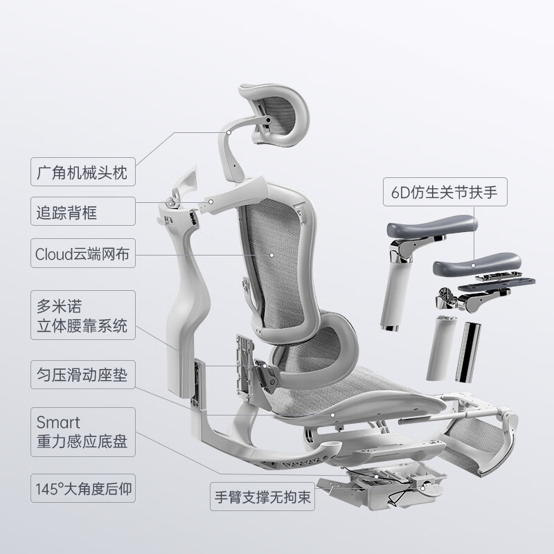 西昊 Doro C300 人體工學(xué)電腦椅 灰色 帶腳踏款