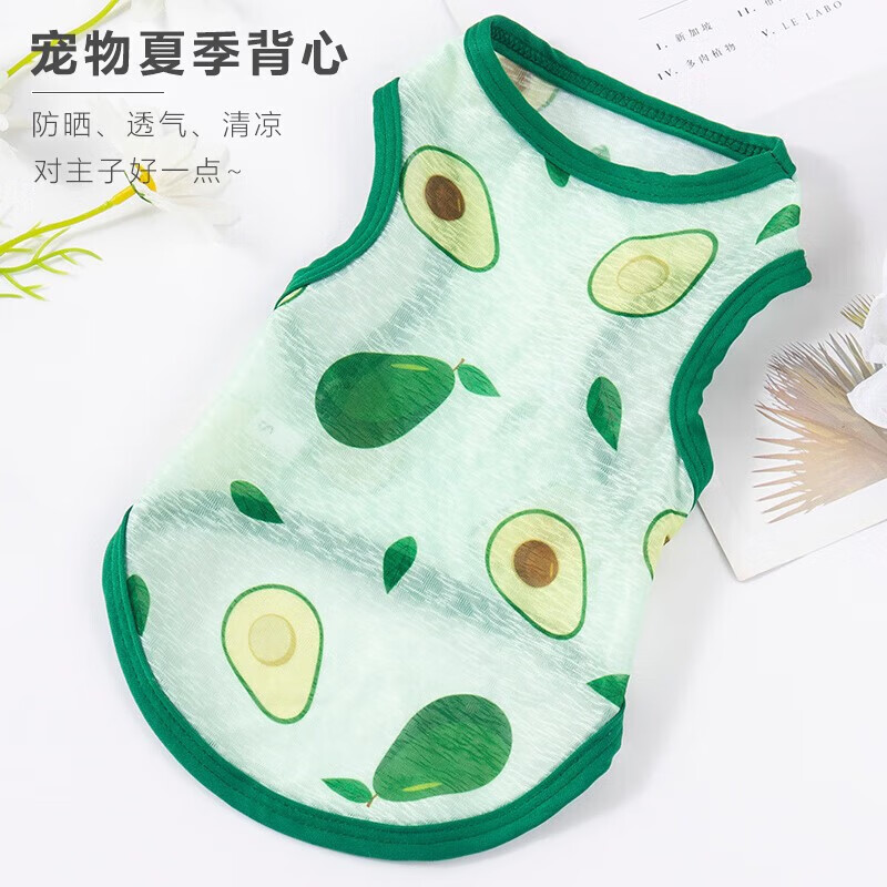 智宙 貓咪衣服夏季貓衣服防掉毛薄款幼寵物背心小型犬柯基博美泰迪衣服 胡蘿卜+牛油果 XL
