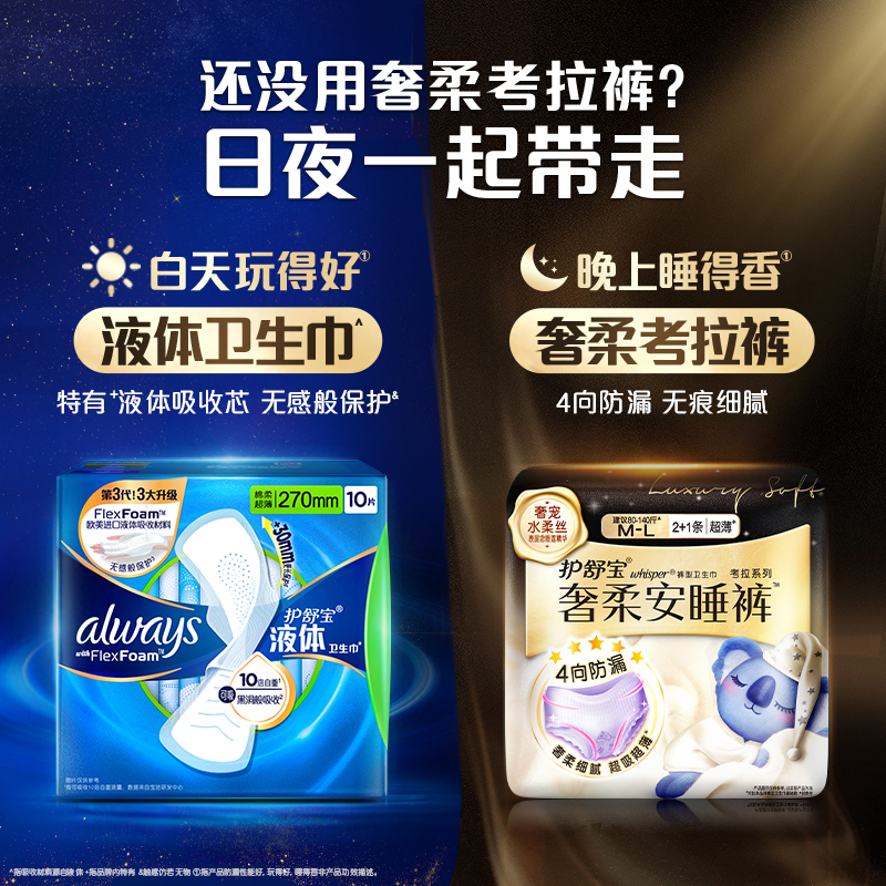 88VIP會員：whisper 護舒寶 未來感·極護液體敏感肌系列 量多日用液體衛生巾