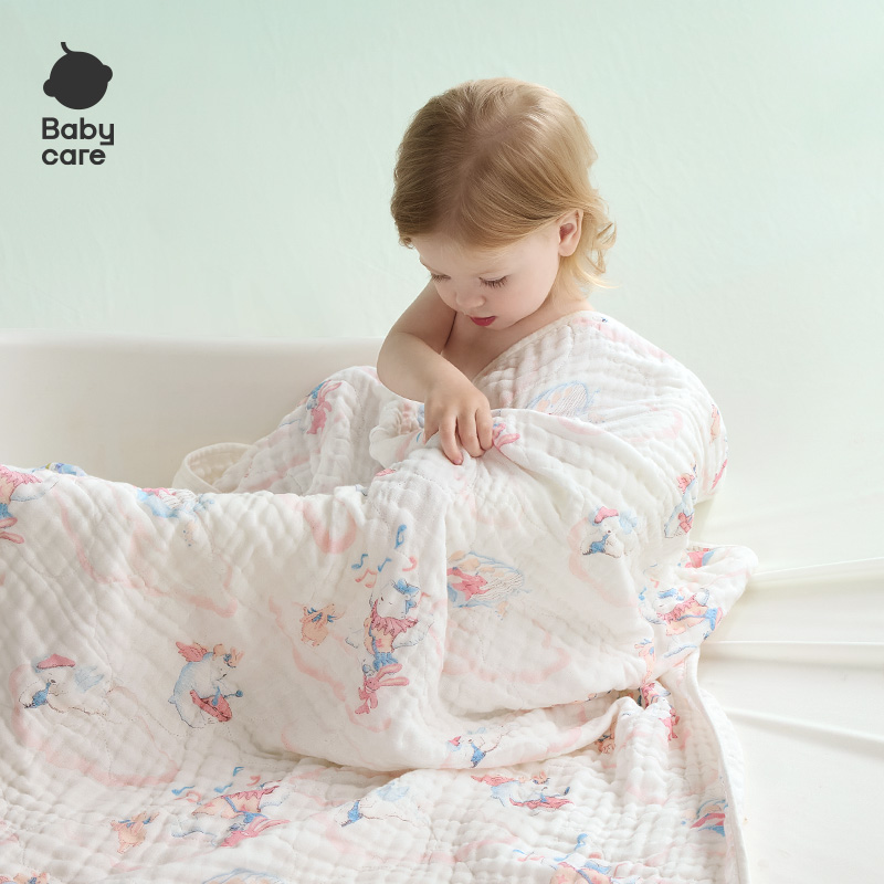 babycare 嬰兒浴巾新生兒童寶寶蓋毯毛巾泡泡紗布超柔吸水紗布巾