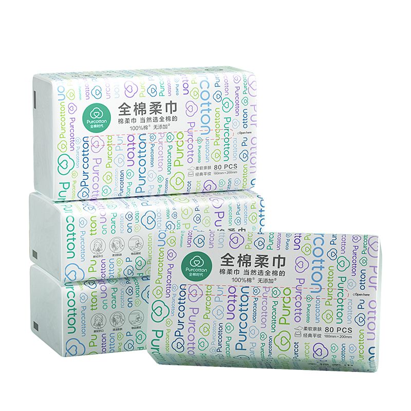 全棉時代 洗臉巾一次性純棉柔巾 80抽*4包