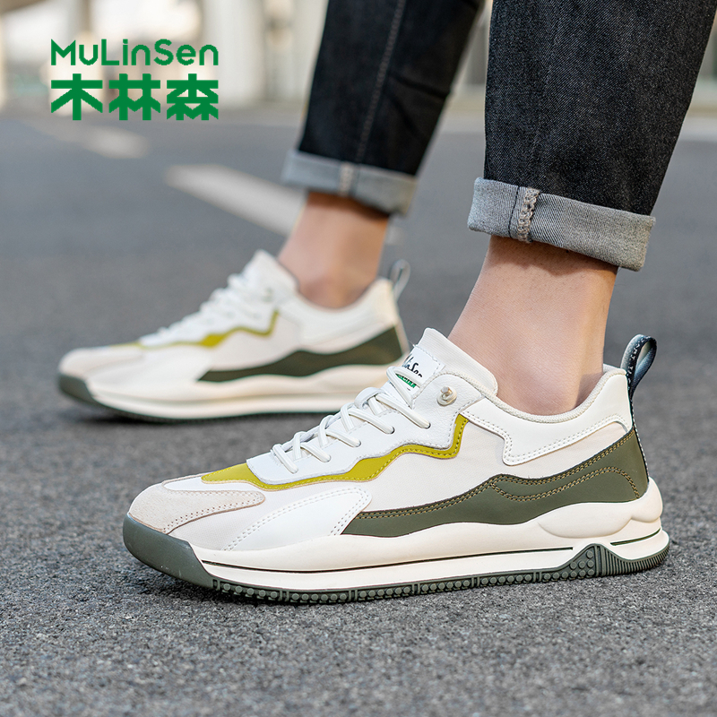 MULINSEN 木林森 2024春季男鞋新品復(fù)古休閑鞋靴百搭潮流板鞋耐磨跑步鞋子男