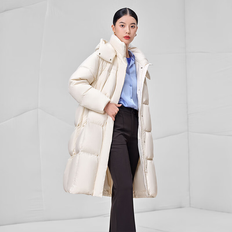 坦博爾 鵝絨服女長款羽絨服女可脫卸帽加厚保暖外套