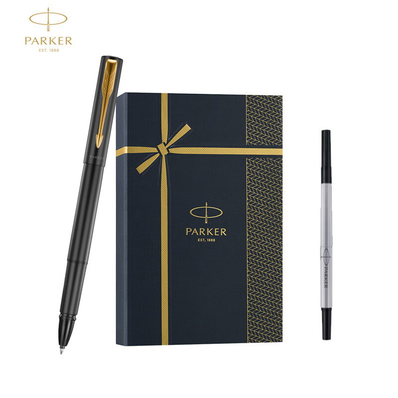 派克 PARKER 簽字筆 商務 男女 練字書法文具套裝 威雅XL經典黑金夾寶珠筆+流光禮盒