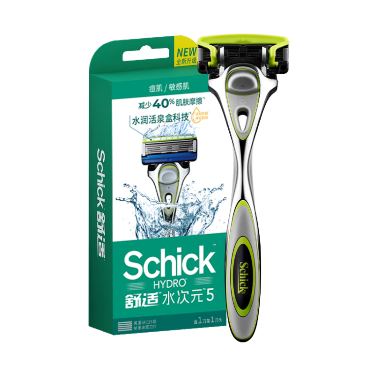 需首單：Schick 舒適 水次元5手動剃須刀 痘肌/敏感肌型 1刀架+1刀頭