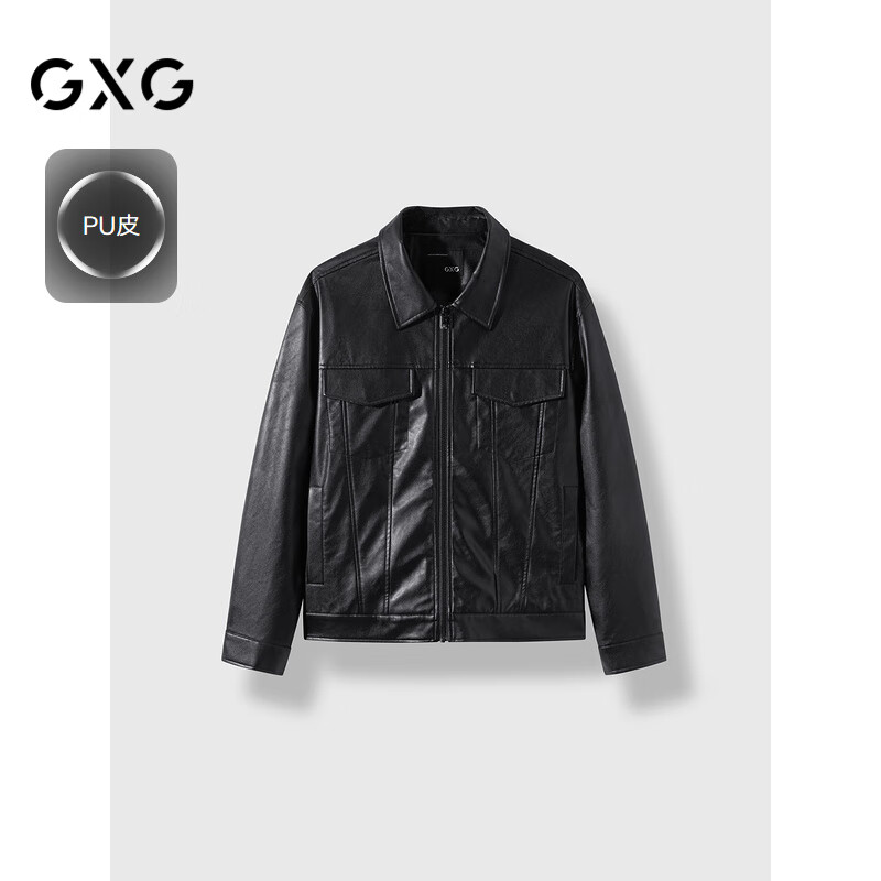 GXG 男士翻領皮衣夾克 PU外套 100114699321