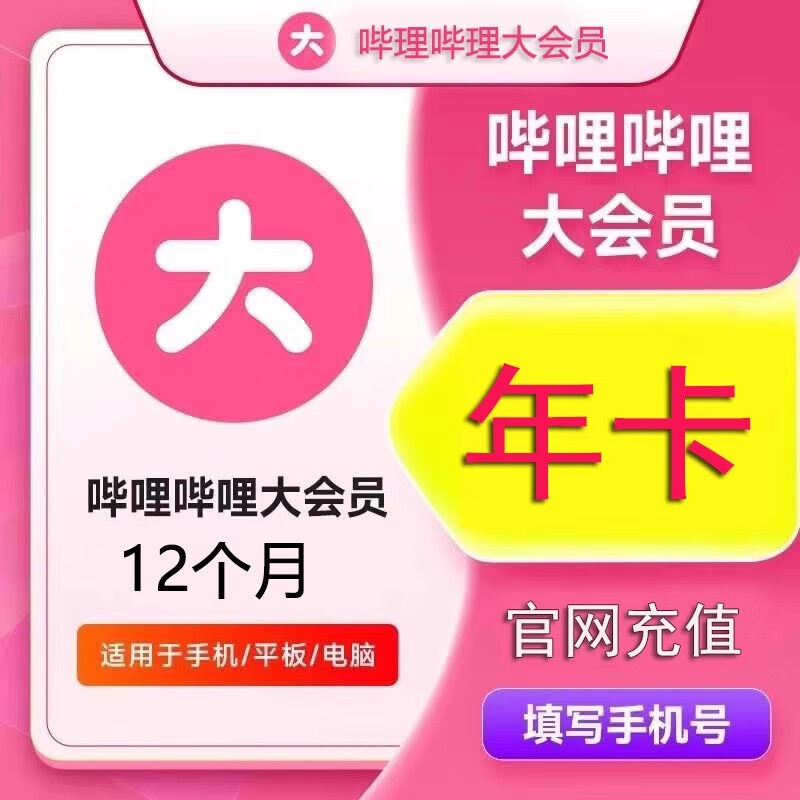 bilibili 嗶哩嗶哩 大會(huì)員年卡