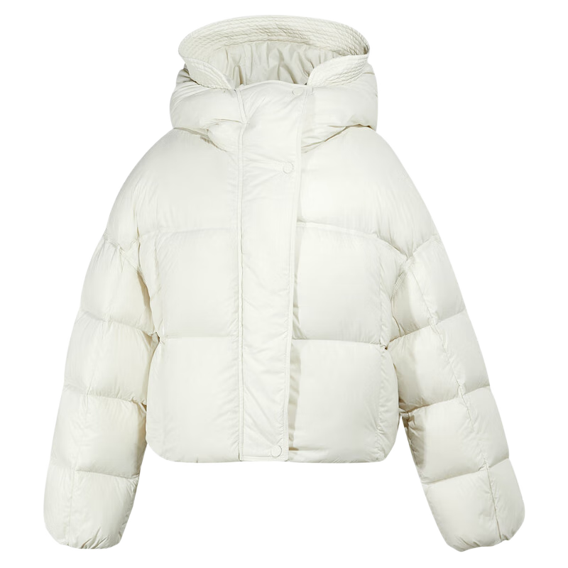 再降價(jià)、20點(diǎn)開始、PLUS會(huì)員：三彩 純色連帽白鴨絨羽絨服女 奶白 D384Z1032Y20