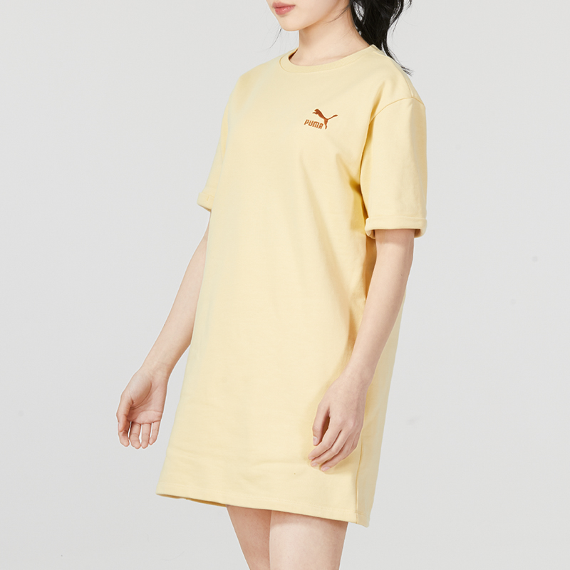 88VIP會員：PUMA 彪馬 女裝新款圓領長款T恤黃色運動服連衣裙623257-42