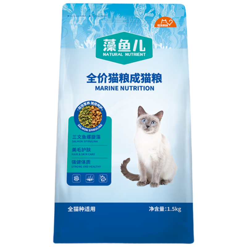 PLUS會員：比瑞吉 全價成貓糧 1.5KG 含三文魚螺旋藻