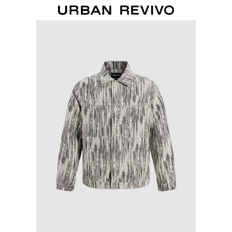 URBAN REVIVO UR2024秋冬新款男裝時髦高街漸變紋理感休閑外套UMM840010