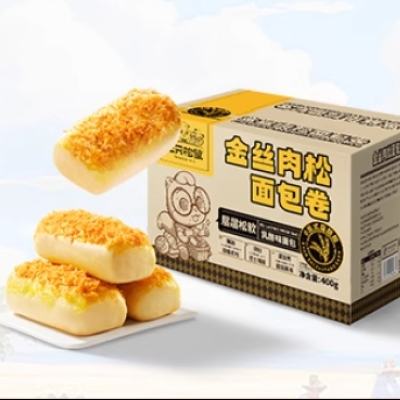 再降價(jià)、88VIP：三只松鼠 金絲肉松面包卷 乳酪味 400g*2箱