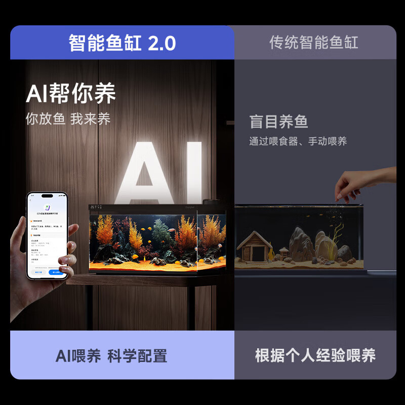 當貝 智能生態魚缸1Ultra 一體缸自循環桌面魚缸 財運石造景套餐