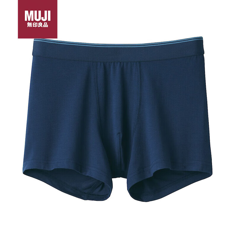 MUJI 無印良品 無印良品（MUJI）男式 萊賽爾 前封口 平角內(nèi)褲 褲頭四角褲 深藏青色 M