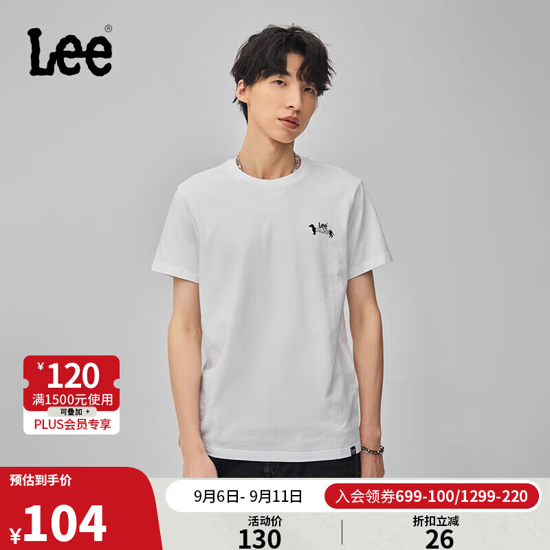Lee 李 24春季 男士圓領logo字母印花短袖T恤