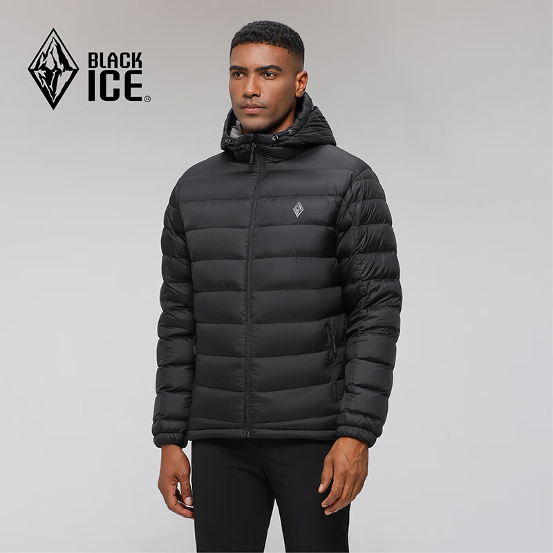 BLACKICE 戶外 登山徒步 男款 600蓬鵝絨 連帽羽絨服 黑色 S