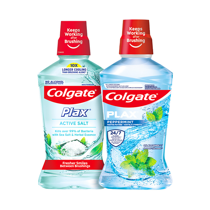 高露潔 進口鹽白酷爽清新漱口水0酒精500ml*2