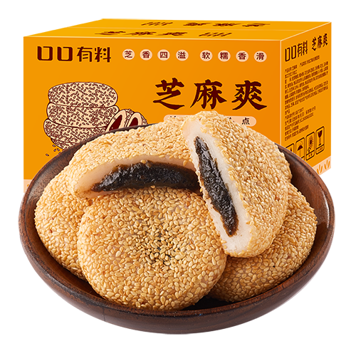 口口有料 芝麻爽麻薯面包整箱早餐糕點糯米糍粑小零食充饑夜宵小吃休閑食品