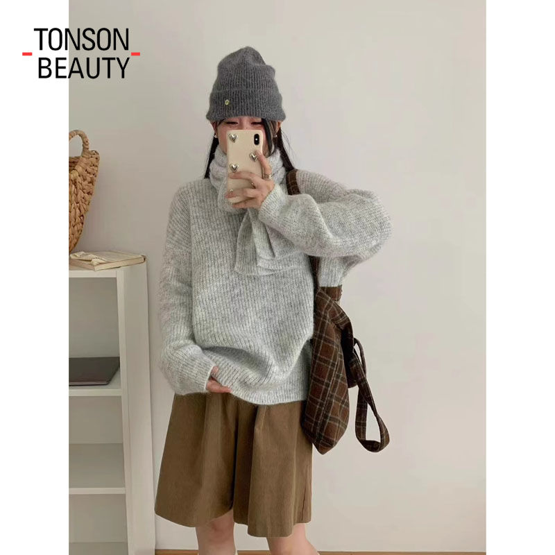 百億補貼：TONSON BEAUTY 韓系羊毛毛衣秋冬新款慵懶寬松針織衫休閑外穿針織