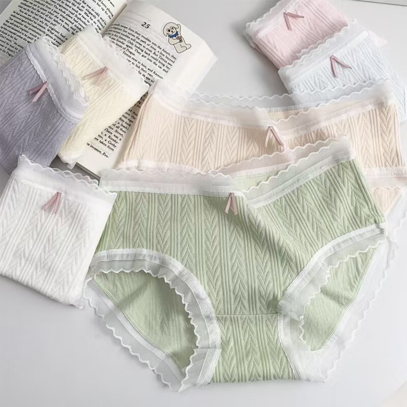 香蜜閨秀 GOSO 7A抗菌純棉女士彈力中高腰三角內褲女 藍+紫+粉+綠+橘+白+黃 7條 L