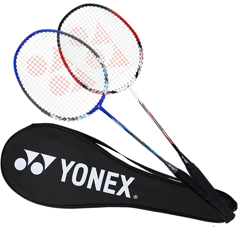 PLUS會員：YONEX 尤尼克斯 羽毛球拍 對拍碳素中桿比賽NR7000I紅藍已穿線附手膠