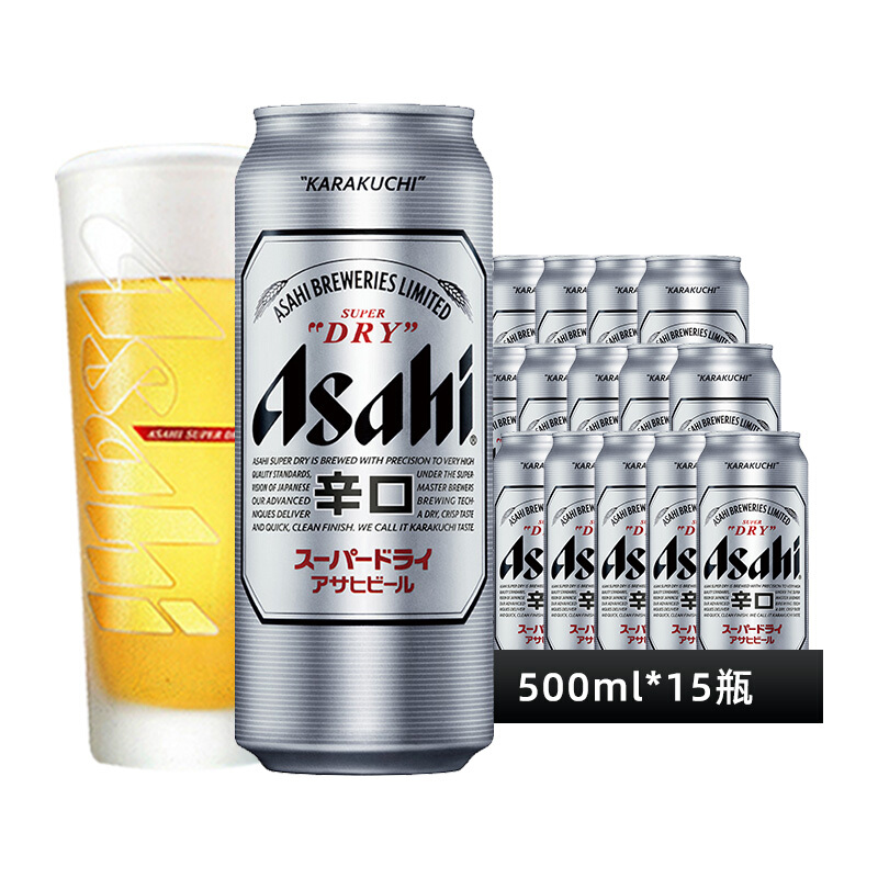 Asahi 朝日啤酒 超爽生啤酒500ml*15聽*1整箱國產 KARAKUCHI 500mL 15罐