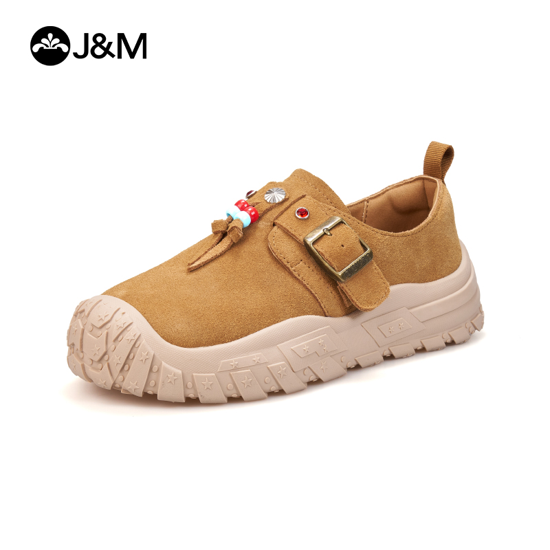 J&M 快樂(lè)瑪麗 勃肯鞋女2024秋季新款民族風(fēng)厚底一腳蹬防滑軟底休閑鞋女