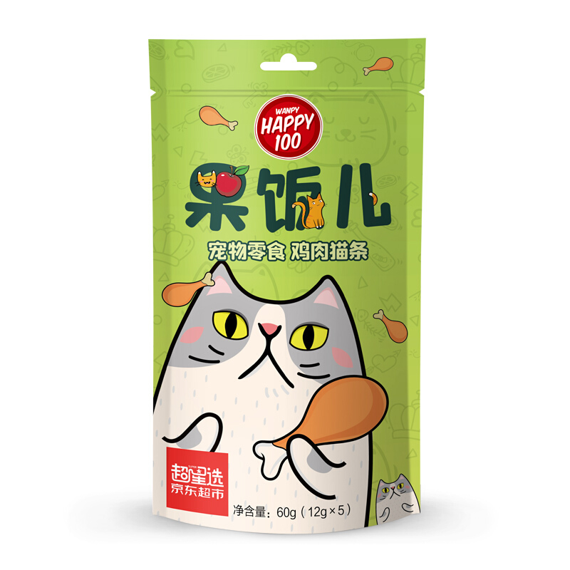 頑皮 果飯兒貓條60g(12g*5條) 雞肉味貓零食 貓糧貓濕糧