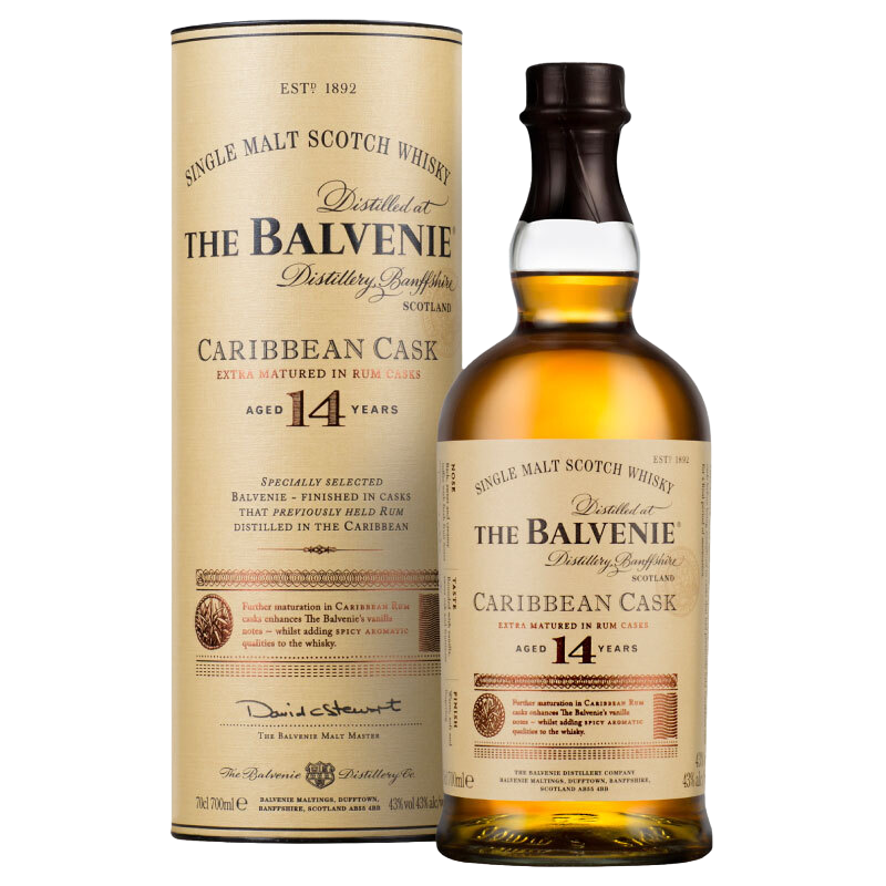 百富 THE BALVENIE 14年 加勒比朗姆桶 單一麥芽 蘇格蘭威士忌 43﹪vol 700ml 禮盒裝