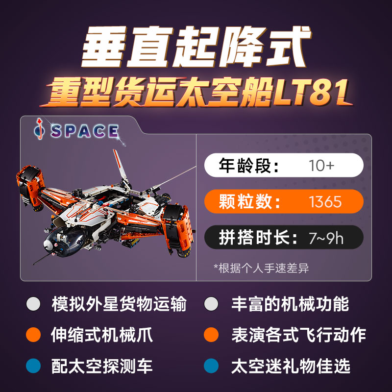 88VIP會員：LEGO 樂高 42181 垂直起降式重型貨運LT81太空船拼插積木玩具（10+）