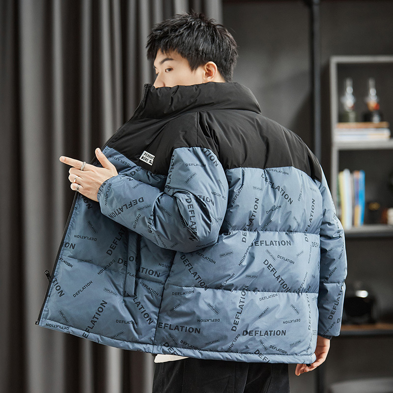 TONLION 唐獅 [1折價159.9元,疊加優惠券]唐獅羽絨服男立領拼接字母滿印羽絨服男加厚冬季