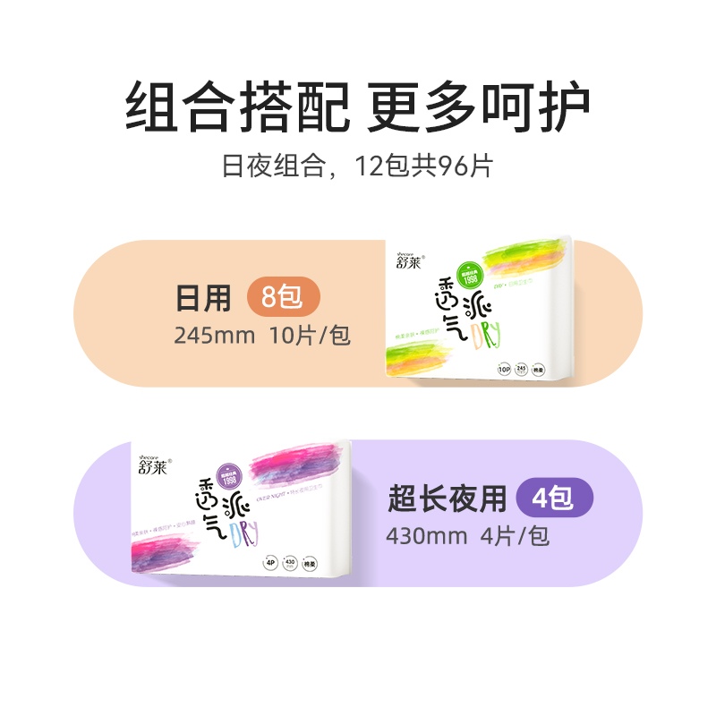 88VIP會(huì)員：shecare 舒萊 透氣派衛(wèi)生巾日夜組合12包 共96片