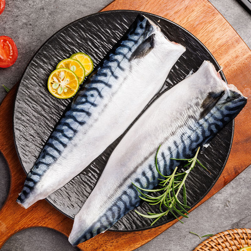 美加佳 挪威青花魚片凈重2斤（8-10片）鯖魚片 獨立包裝 去頭去尾去臟
